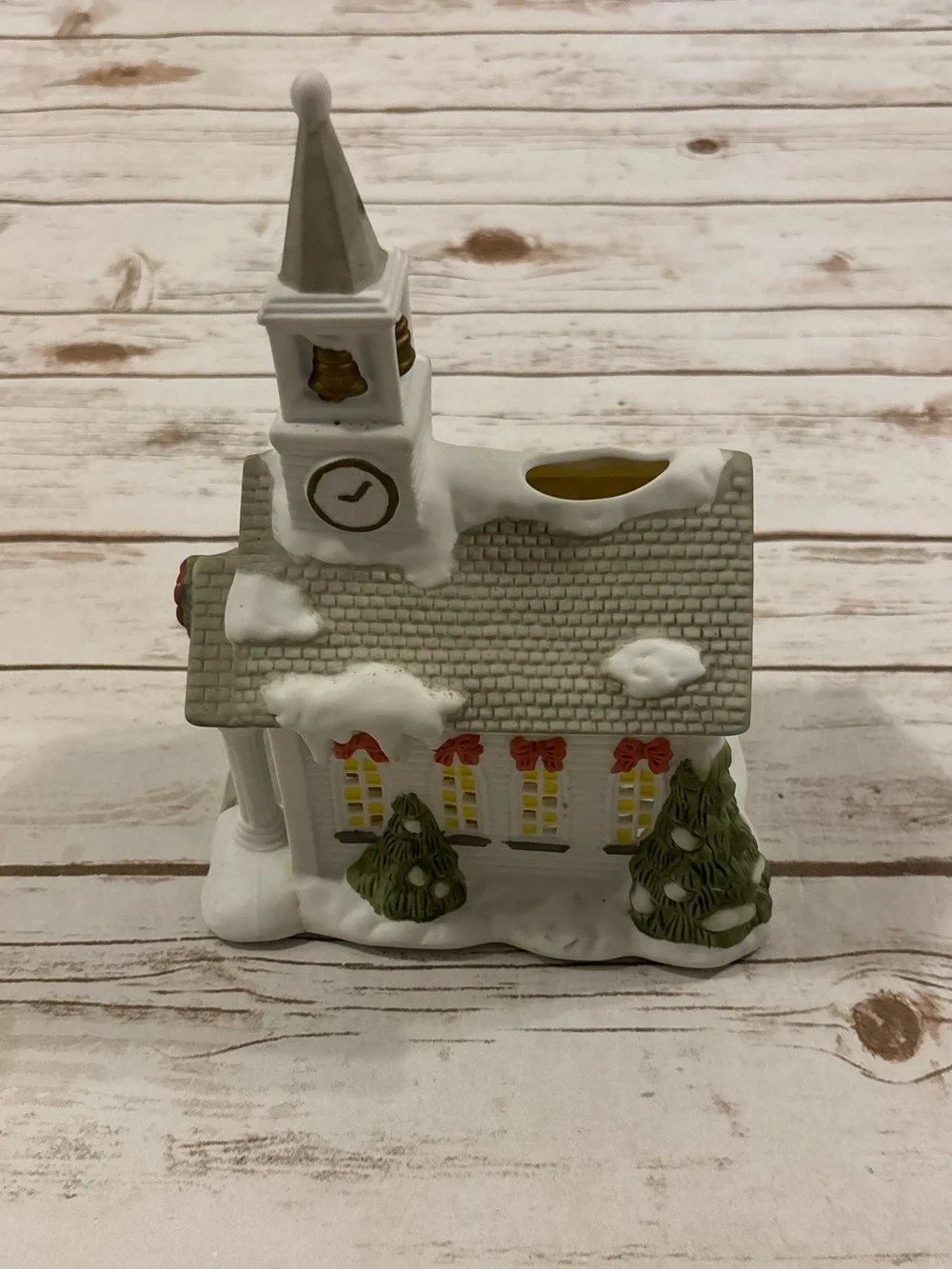 Vintage 1999 PARTYLITE THE CHURCH Christmas Winter Tealight Candle Holder